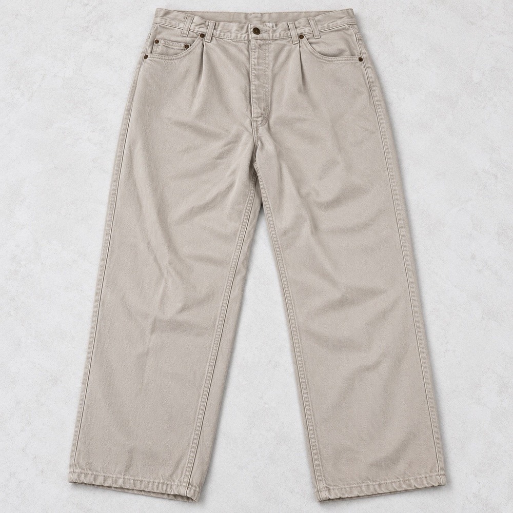 Vintage Levis 546 Loose Pleated Pants 40x29 Mens Made in USA Khaki Beige Chino